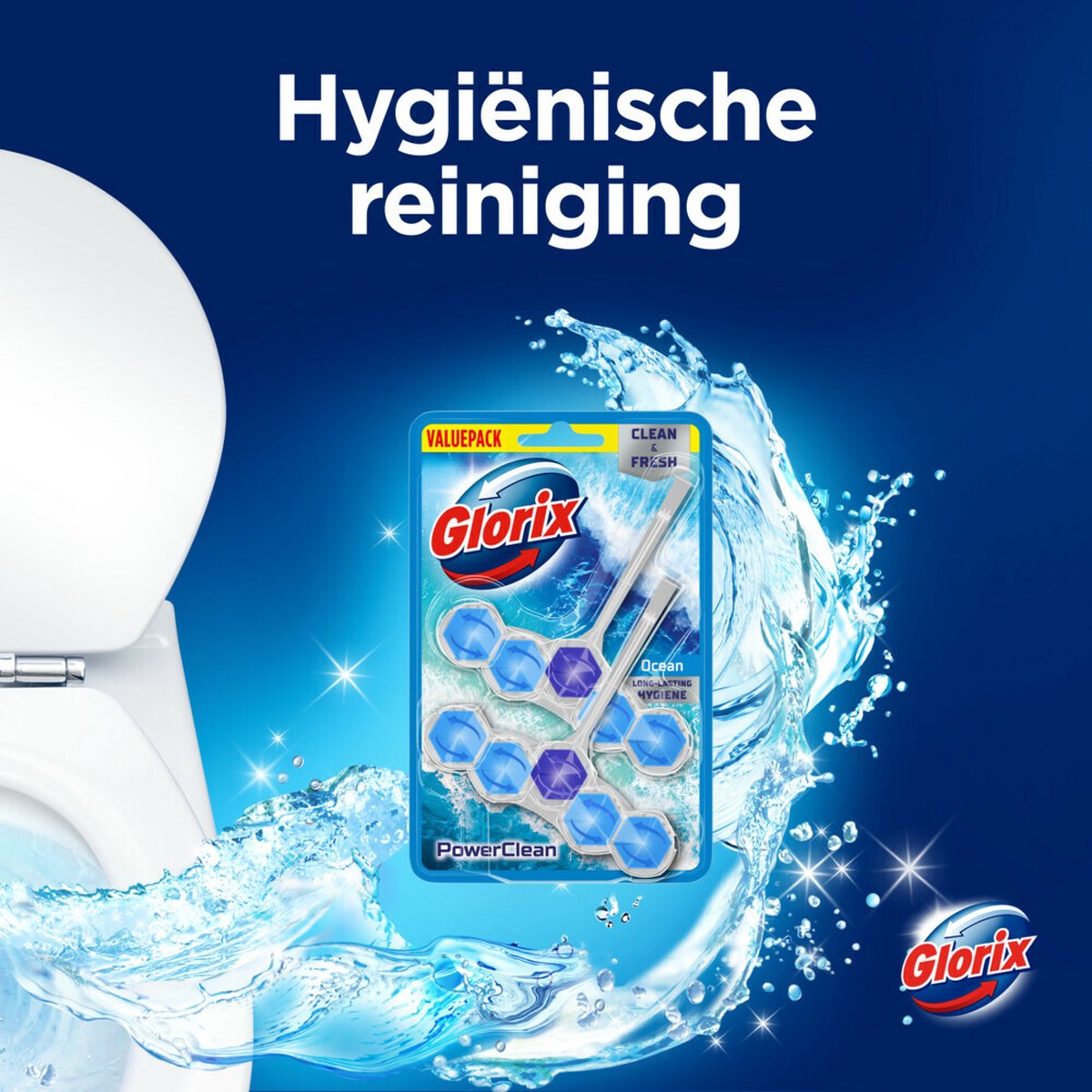 Glorix Toilettenstein Power Clean Ocean, 2 Stück