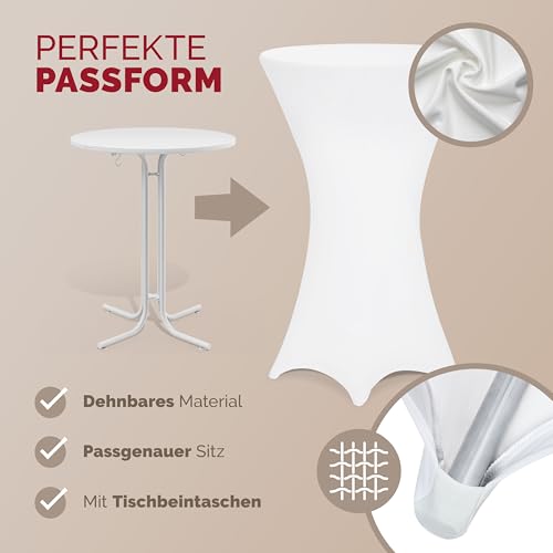 Detex Tischbezug für Cocktailtisch, elastisch – 5 Stück – Weiß
