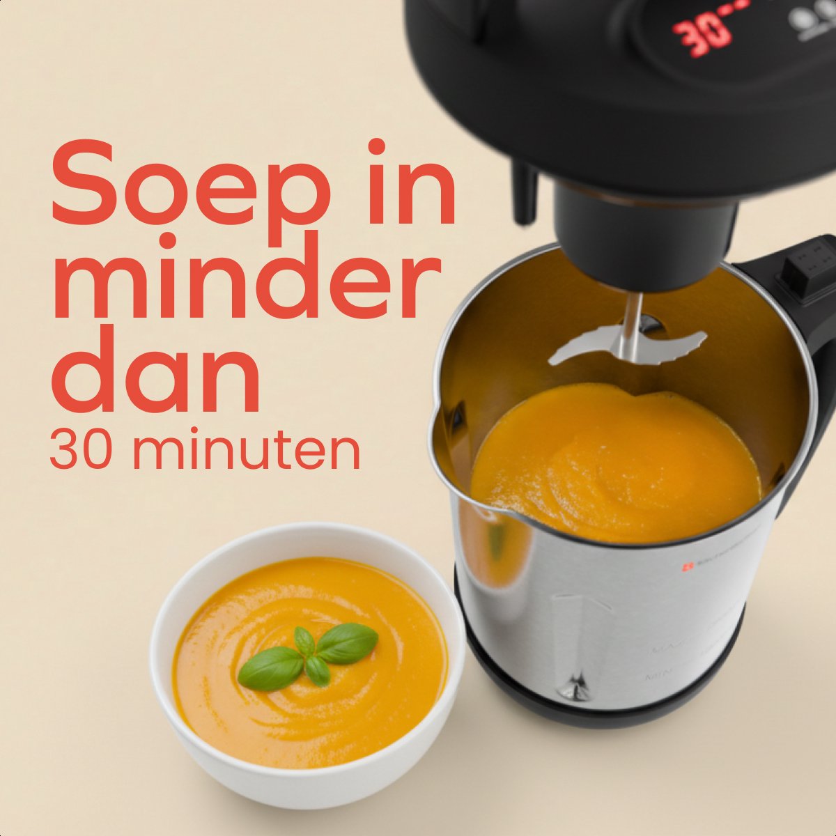 KitchenBrothers Suppenschöpfer - 2L - 5 Programme - Timeranzeige - Mixer - Edelstahl/Schwarz