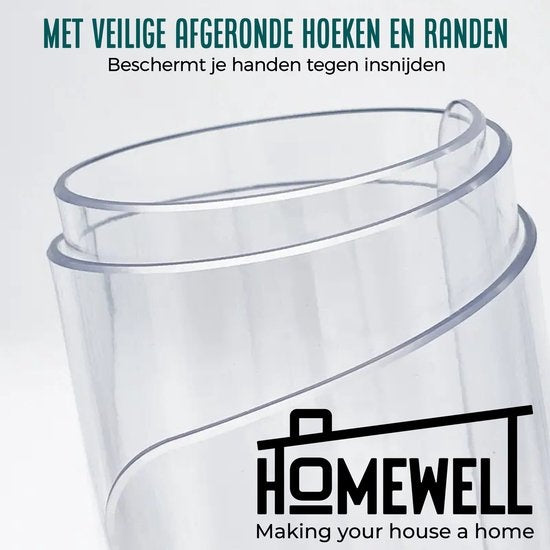 HOMEWELL Tischschoner Transparent Glas Klar 90x220cm - Transparentes Tischsegel - Tischtuch - Rutschfest und hitzebeständig - 2.2 mm