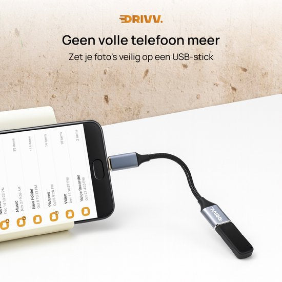 Drivv. USB-C-auf-USB-A-OTG-Adapter – USB-C-auf-USB-Konverter – USB-C-Adapter – Laptop – Smartphone – Grau