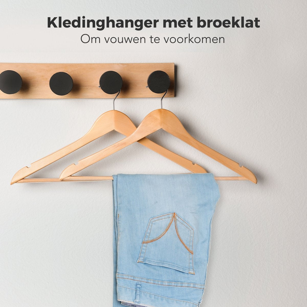 LifeGoods Kleiderbügel - Mit Hosenstange - Hartholz - Natürlich - 30 Stück