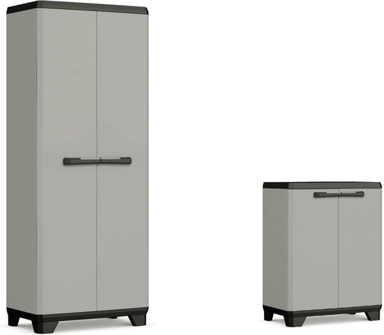 Keter Planet Niedriger Schrank – 1 Einlegeboden – 68 x 39 x 90 cm – Grau/Schwarz