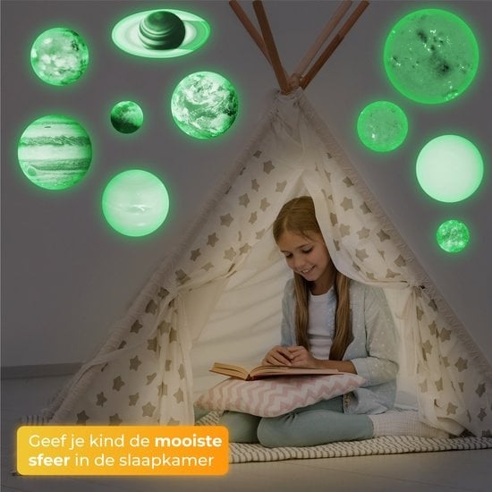 Nuvance - Glow in the Dark Stars - Planeten - 10 Stück - Babyzimmer Wandaufkleber