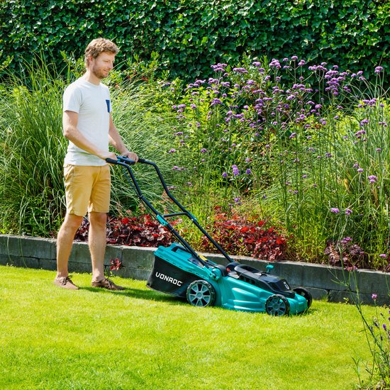 VONROC Akku-Rasenmäher 40V - 38cm - Zentrale Höhenverstellung - Inkl. zwei 4.0Ah Akkus und Doppel-Schnellladegerät