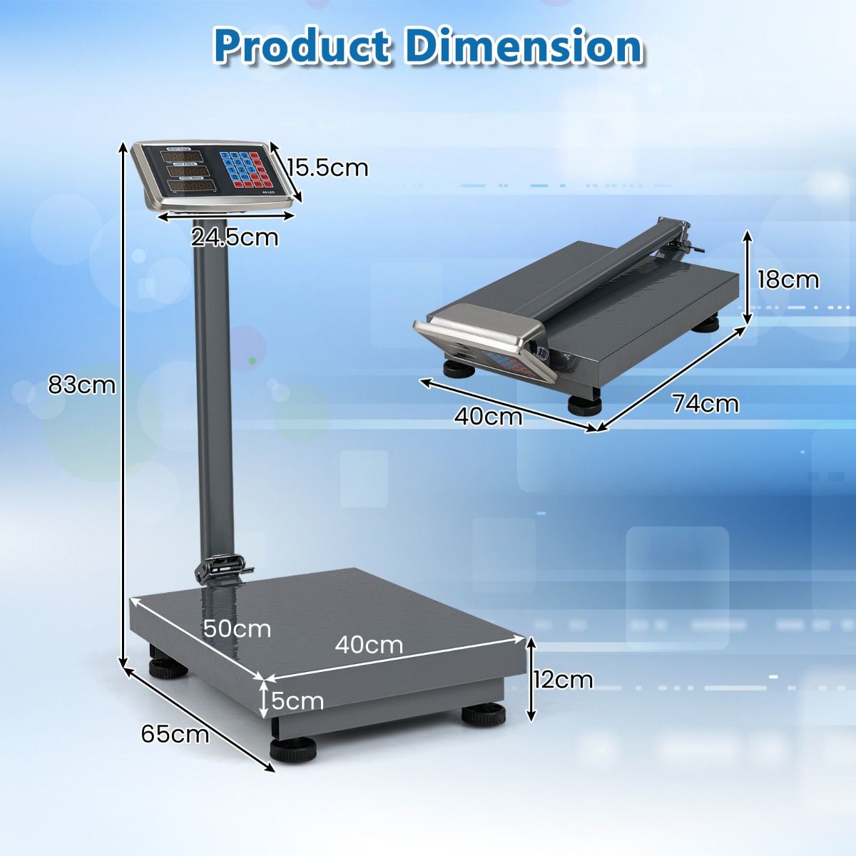 Coast Digitale Plattformwaage – Tragkraft 300 kg – Preisberechnung – silber