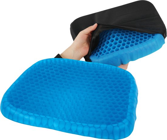 Nexxt druckentlastendes Gel-Sitzkissen - Gel-Kissen mit waschbarem Bezug - medizinisches Qualitätsgel - rutschfeste Unterlage - stützt den Rücken - belüftet und kühlt