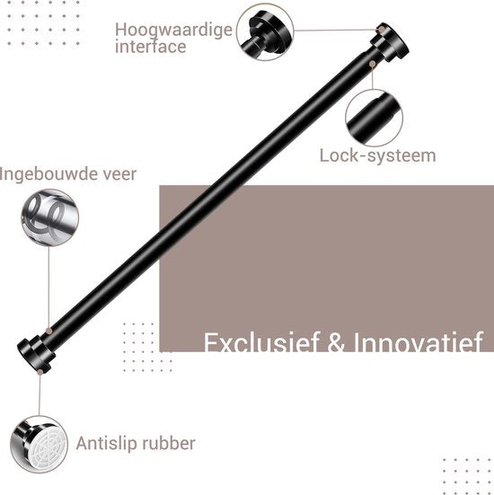 Vorhangstange ohne Bohren – 250 bis 420 cm – Ausziehbare Duschvorhangstange – 400 cm – Ausziehbare Klemmstange – Metall, schwarz