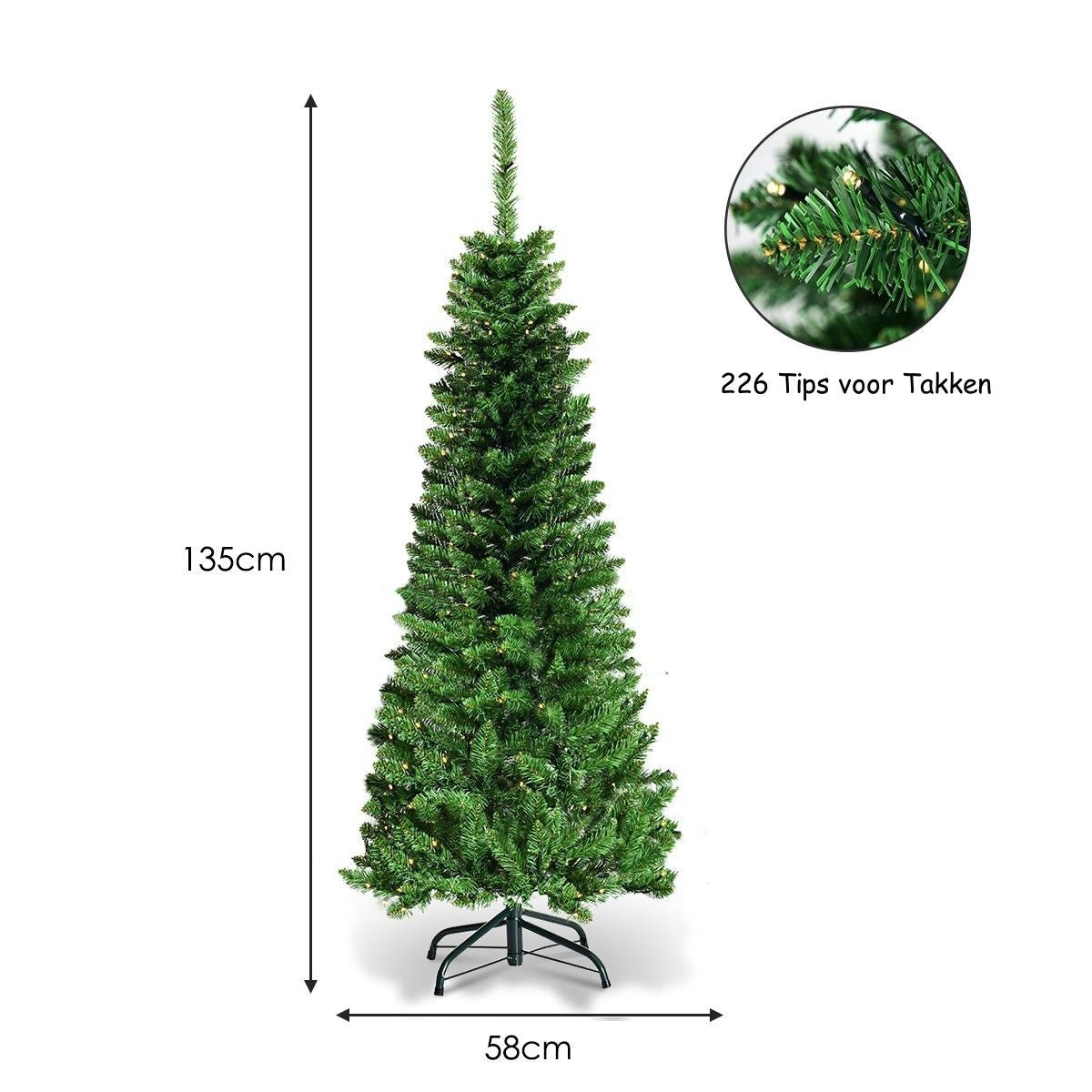 Künstlicher Weihnachtsbaum Coast Schmal - MIT warmweißen LED-Lichtern - Grün - 135cm