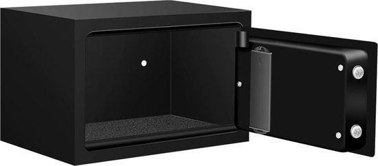 BRASQ Elektrischer Safe Schwarz - 31x20x20 cm - Zahlenschloss - inkl. Befestigungsmaterial - Spardose - Geldschrank - Spardose mit Zahlenschloss