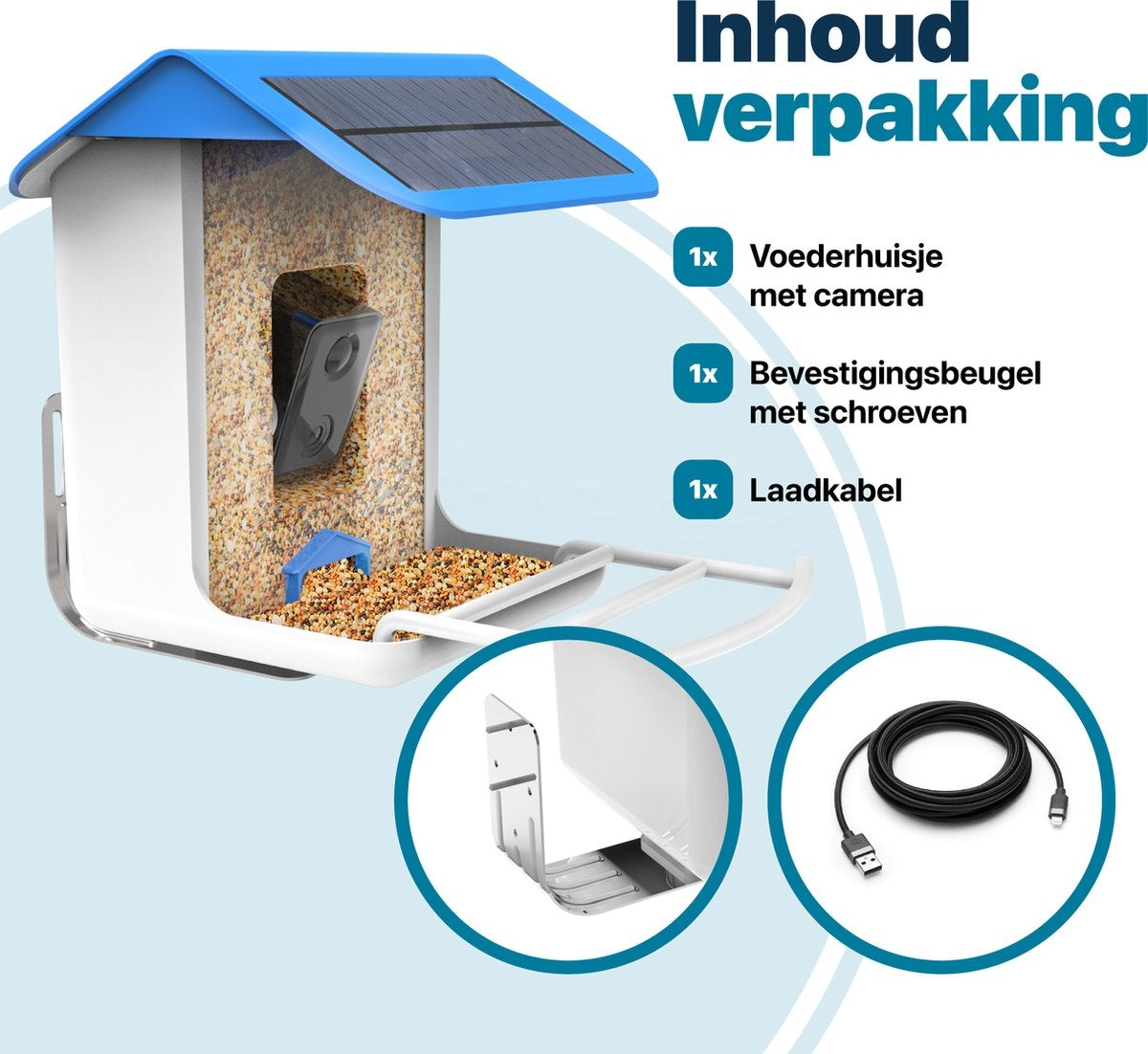 BOME - Vogelfutterhaus - Kamera und Audio - AI-Vogelerkennung - Vogelfutterhaus aufhängen - Vogelfutter