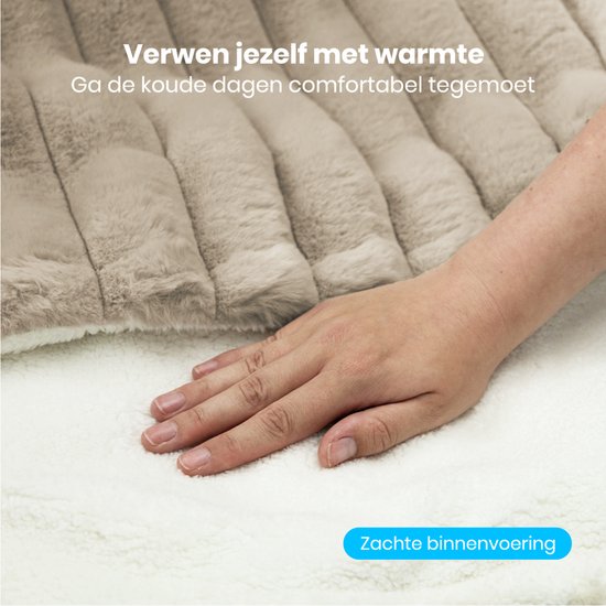 Auronic Electric Blanket - 160 x 120cm - Wärmedecke - 1 Person - 3 Wärmestufen - Plüsch - Wärmedecke - Taupe