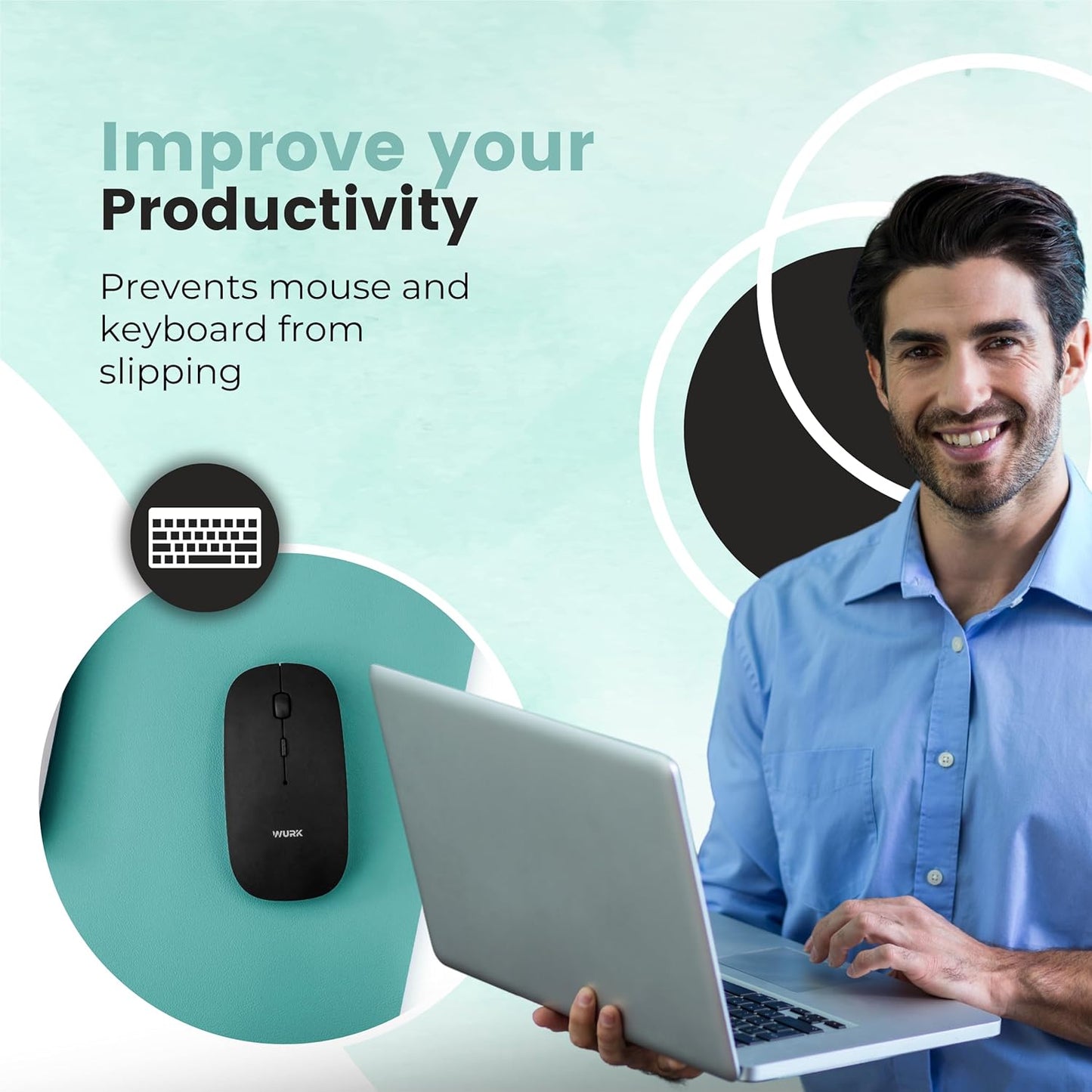 Wurk Schreibtischunterlage - 80 x 40 cm - türkis