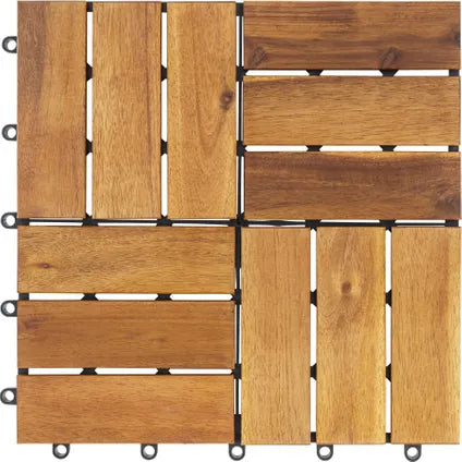 tectake Tabula Gartenfliesen – 40-teiliges Set – Akazienholz – Klicksystem – 31 x 31 cm