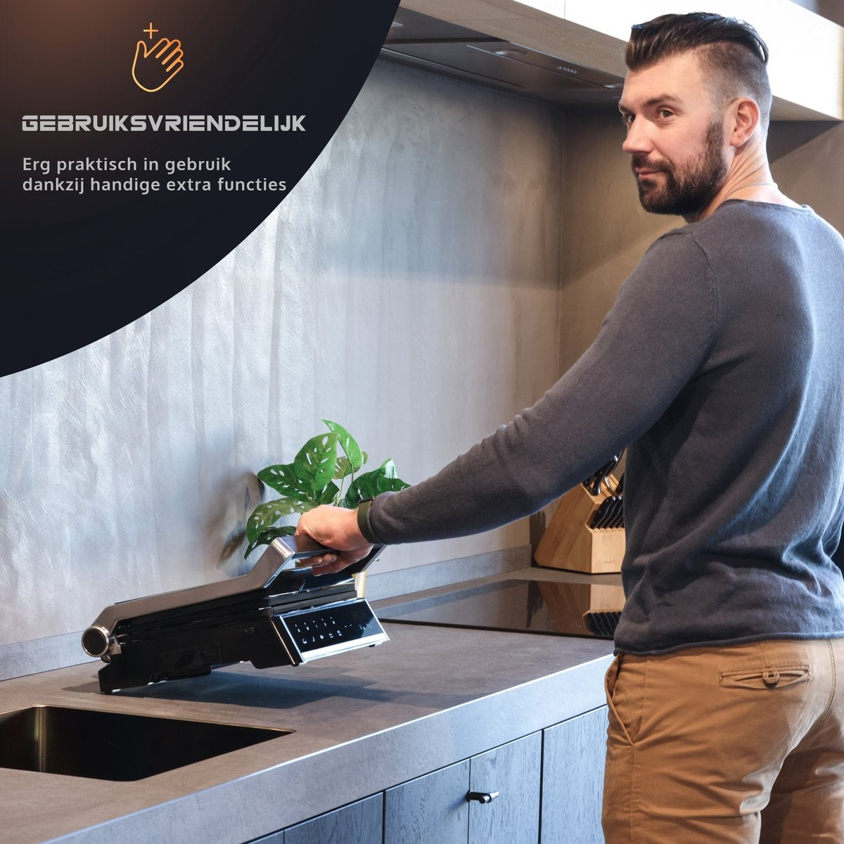 JAP Integrill - Intelligenter Kontaktgrill - Spülmaschinenfest - 180Â¬âˆ« schwenkbar - Mit abnehmbaren Platten - Toastvorrichtung