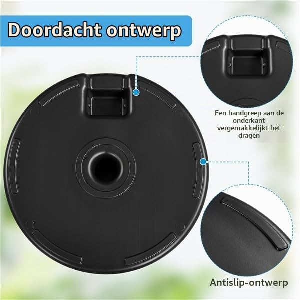 Yaheetech Sonnenschirmständer in Rattan-Optik, befüllbar mit Wasser oder Sand – geeignet für Sonnenschirmstangen mit Ø 38/48 mm – Ø 50 x 30 cm – schwarz