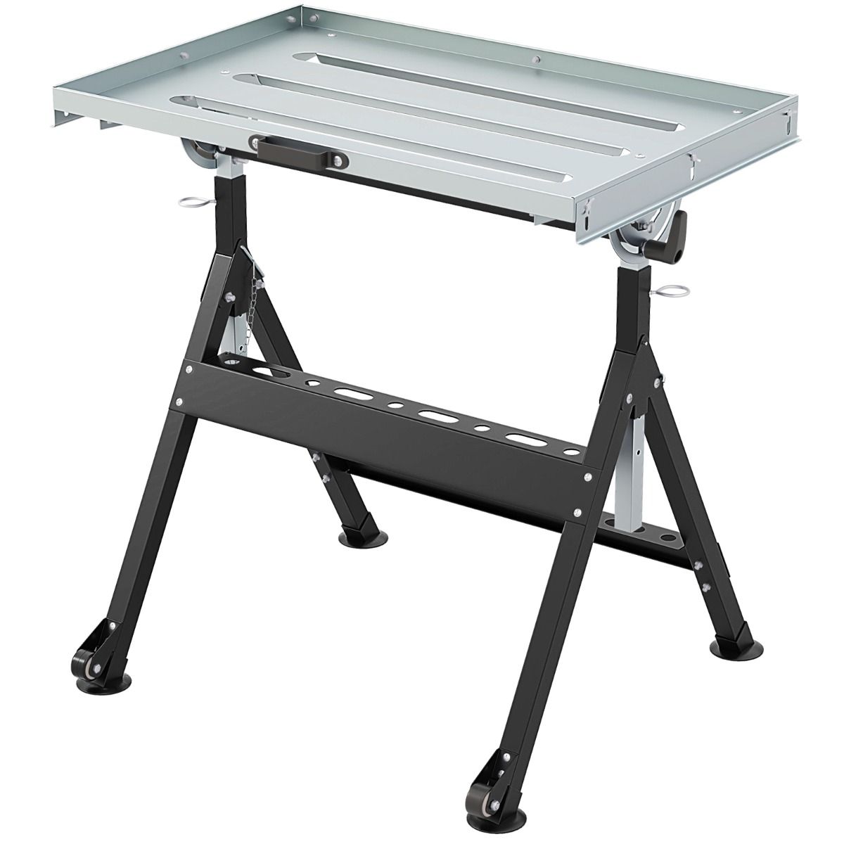 Coast Klappbare Schweißerwerkbank 78 x 51 cm, Schwarz/Silber, 2 Rollen, 4 Höhen, 5 Neigungswinkel