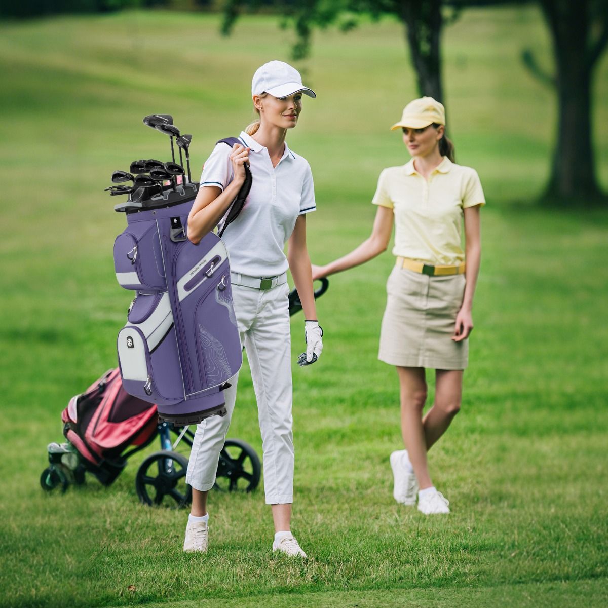 Coast Golfwagen-Tasche – 14-Fächer-Aufteilung – 11 Staufächer – Lila