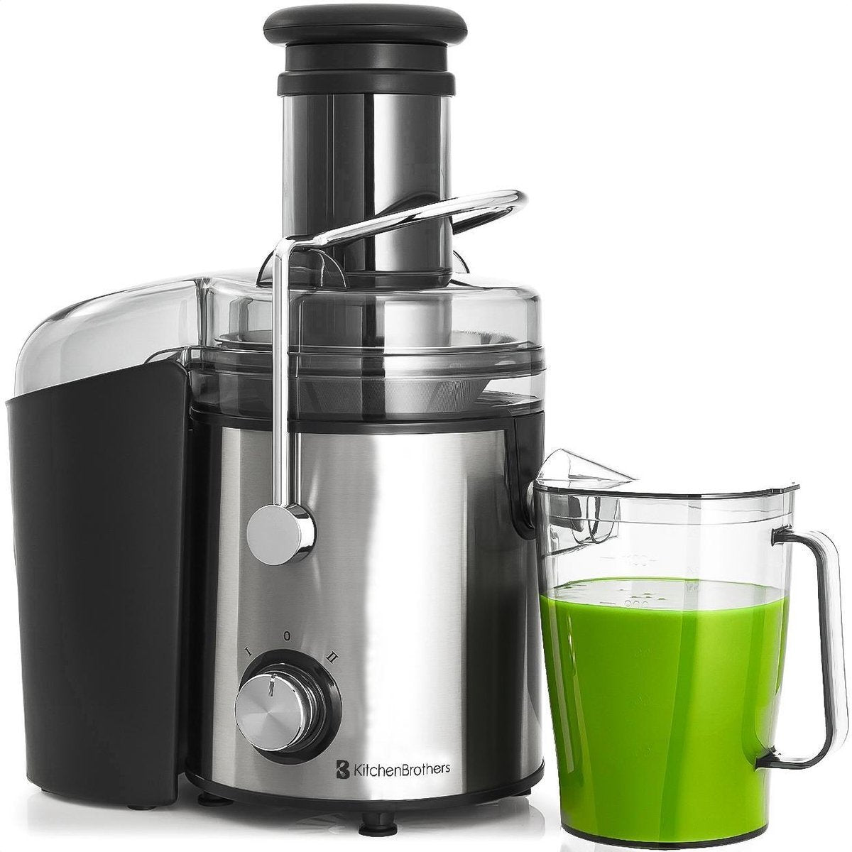 KitchenBrothers - Entsafter mit Fruchtfleischbehälter - 1100ml - 800W - Schwarz