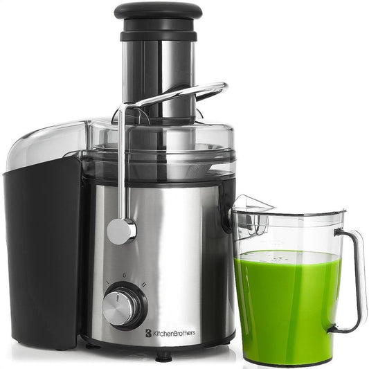KitchenBrothers - Entsafter mit Fruchtfleischbehälter - 1100ml - 800W - Schwarz