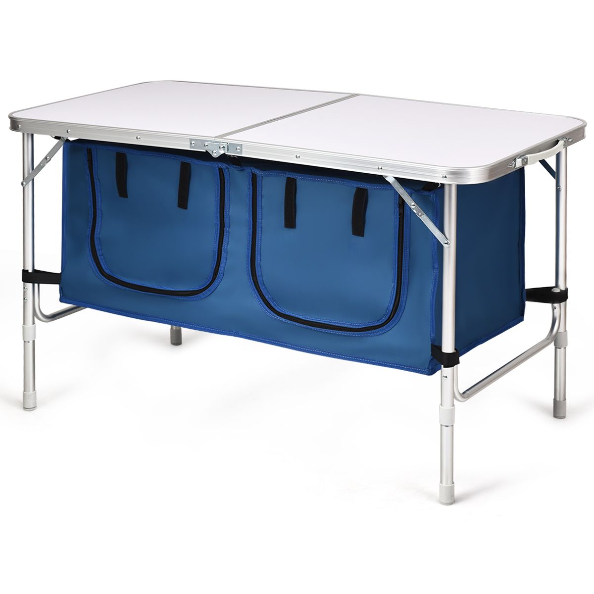 Coast Campingtisch mit Stauraum – höhenverstellbar – zusammenklappbar – dunkelblau 120 x 60 cm