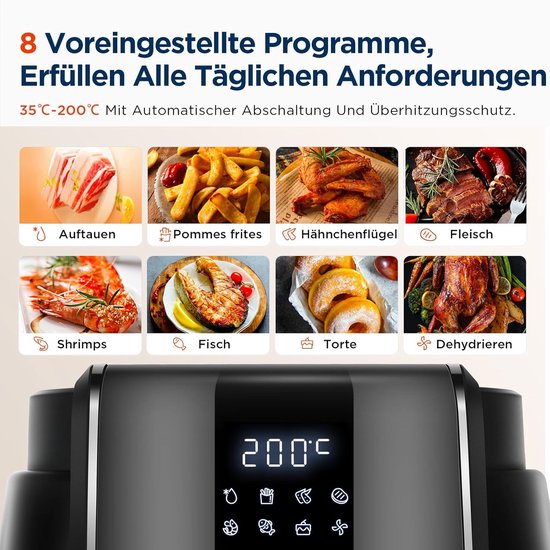 Midea MF-CN35C2 – Digitale Heißluftfritteuse – 8-in-1-Funktionen – 3,5 l Fassungsvermögen