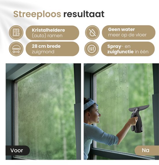Vapore Elektro-Fensterreiniger - Inkl. Seifenspender - Mit integrierter Sprühfunktion - Inkl. Mikrofasertuch - Schwarz