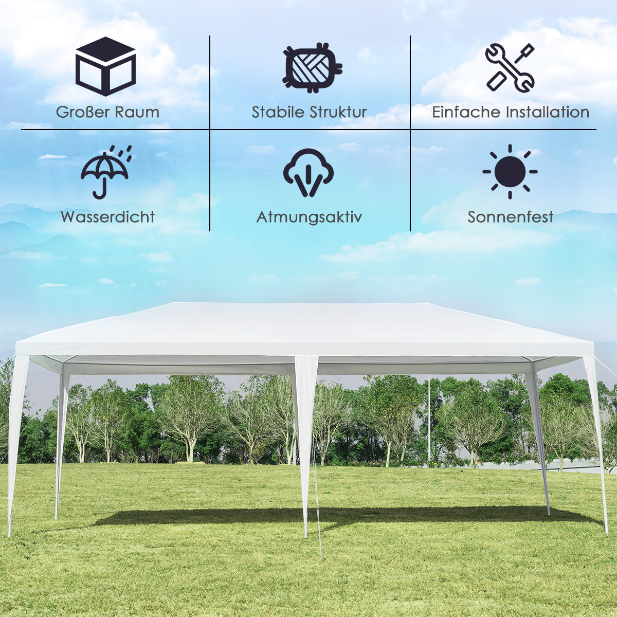 Küste Partyzelt Pavillon Wasserdicht - 3m x 6m - Weiß