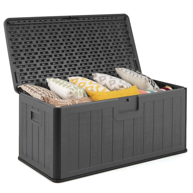 Coast Gartenbox - Wasserdicht - Abschließbar - Multifunktional - 378 L - 130 x 64 x 59 cm - Grau