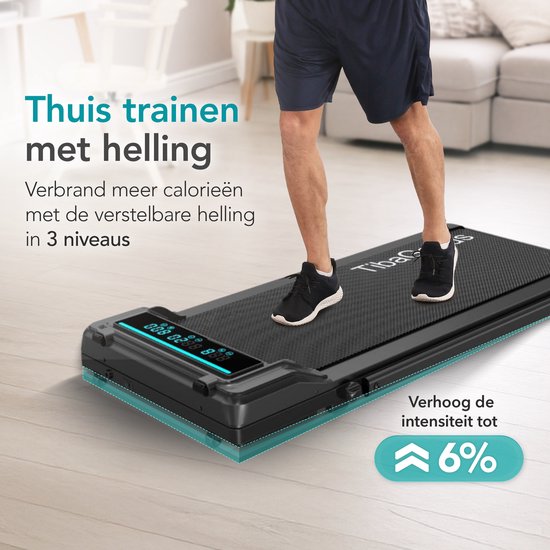 TibaGoods Laufband Zusammenklappbar - 1 bis 6 km/h - Laufband für Zuhause - Laufmatte - Heimtrainer - Steigungsfunktion 6% - Laufband - Laufband - Sport - Laufen - Für unter den Schreibtisch