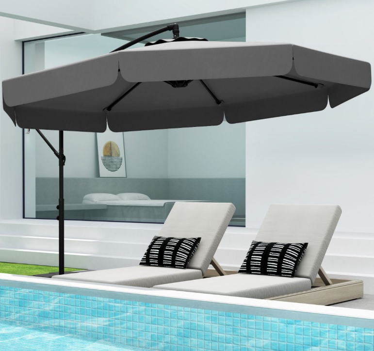Coast Floating Parasol 305 cm mit Schutzhülle und Volant - Grau