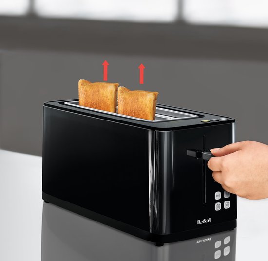 Tefal Smart & Light TL6408 – Toaster XL – 4 Scheiben Brot – Digitalanzeige – 7 Bräunungsstufen – Herausnehmbare Krümelfangschale