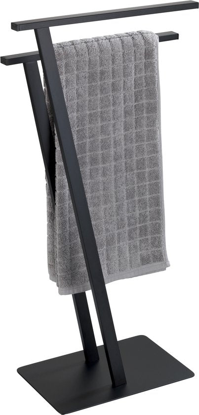 WENKO Handtuchhalter Lirio, schwarz matt – Handtuchhalter – Handtuchständer – freistehender Handtuchhalter