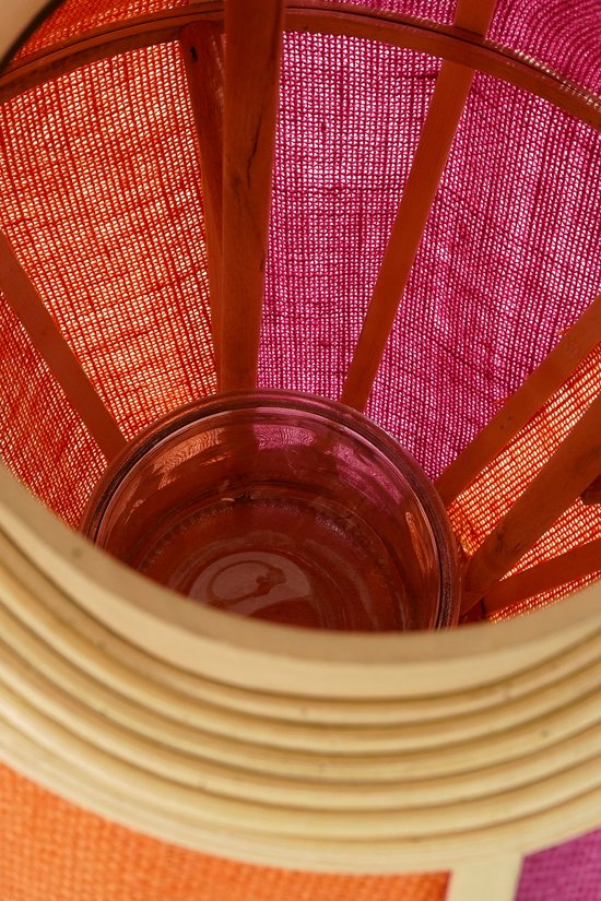 Mica Decorations Roger Laterne - H45 x Ø32 cm - Jute - Fuchsia, Orange