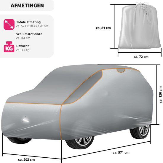 tectake Autoschutzdecke Hagelschutz mit Schaum-Einlage wasserdicht atmungsaktiv 571x 203x 120cm SUV / VAN Grau
