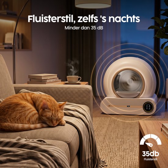 Infinity Goods Automatisches Katzenklo XXL – Selbstreinigendes Katzenklo – inkl. App – 75 l – mit Katzenklo-Matte und 3 Rollen Aufbewahrungsbeuteln – Weiß/Roségold