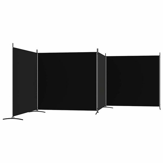 vidaXL – Raumteiler – mit – 4 – Paneelen – 698 x 180 – cm – Stoff – schwarz
