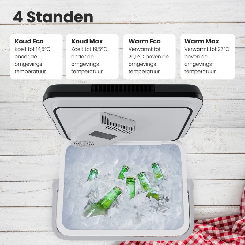Auronic Elektrische Kühlbox 25 Liter – Kühlen und Heizen bis 65 °C – 12 V und 240 V – 44 x 32 x 44,7 cm – Schwarz