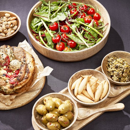 Mica Decorations Tomar Schalen und Tablett - L35 x B12 x H5 cm - 100% FSC Mango Holz - Hellbraun