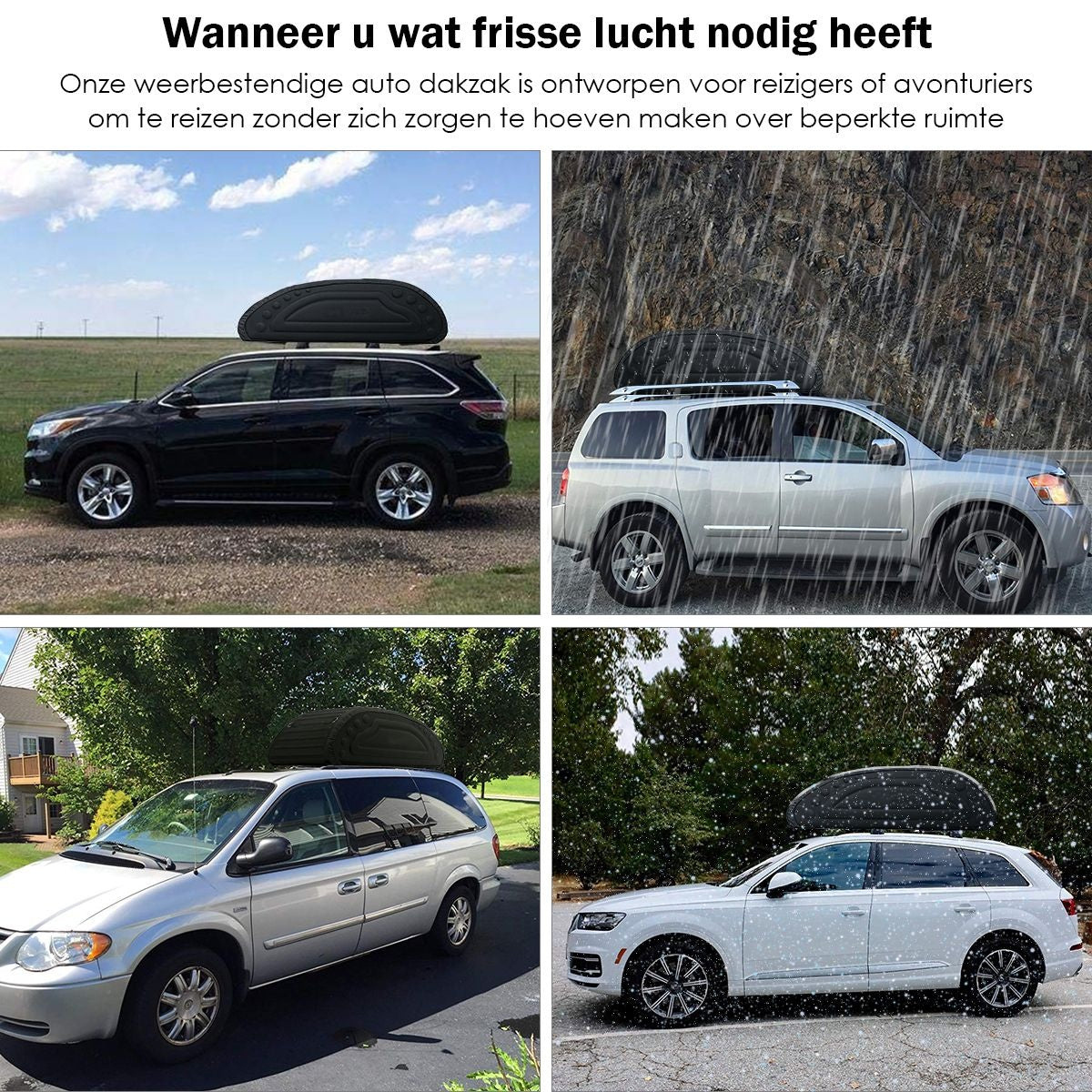 Coast Car Roof Box mit Riemen Dach Tasche - 400L - Schwarz