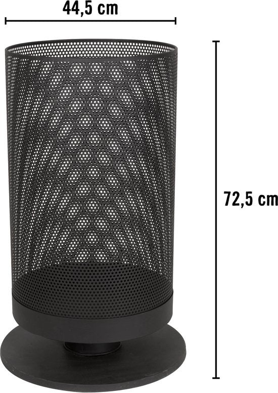 BBQ Collection Feuerkorb mit Funkenschutz - Gartenkamin - 44,5 x 72,5 cm - für Garten und Terrasse - Carbonstahl - schwarz