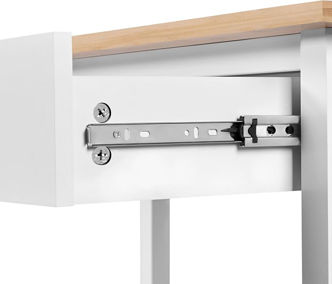 Yaheetech Küchenwagen 101,5 x 51 x 92,5 cm – 2 Ebenen – Schublade – 4 Räder – Weiß/Natur