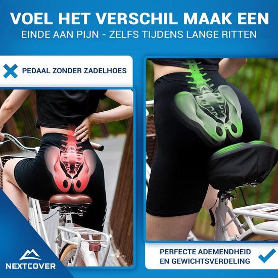 Nextcover Sattelüberzug Fahrrad - Gel-Memory-Schaum - wasserdicht mit Regenschutz