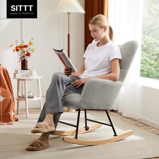 SITTT Schaukelstuhl - Entspannungssessel für das Babyzimmer - Sessel - Fütterungsstuhl - Hellgrau