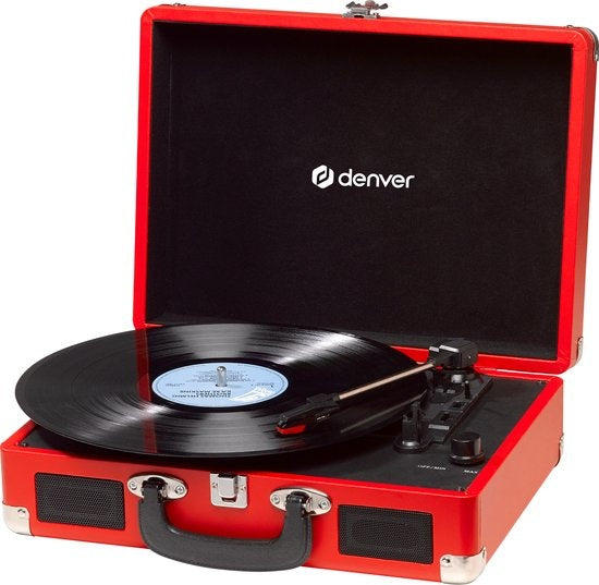 Denver Plattenspieler - Integrierte Lautsprecher - Inkl. PC-Software - Autostopp - Retro - VPL120 - Rot