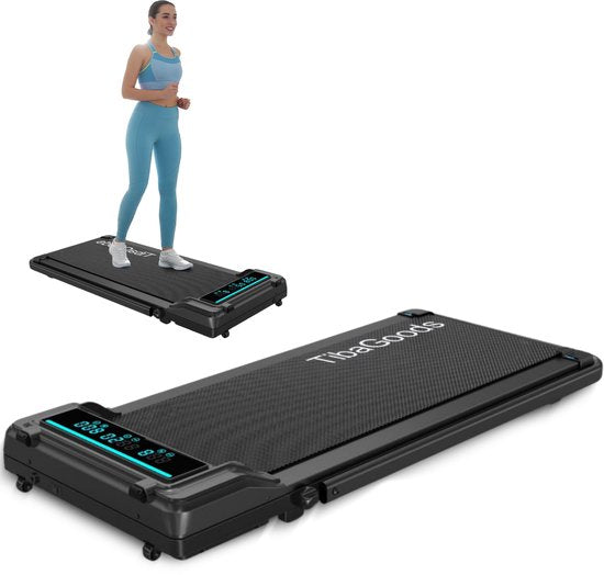 TibaGoods Laufband - 6km/h - Für unter dem Schreibtisch - Mit Extra-Öl - Neue Version - bis zu einem Gewicht von 130kg
