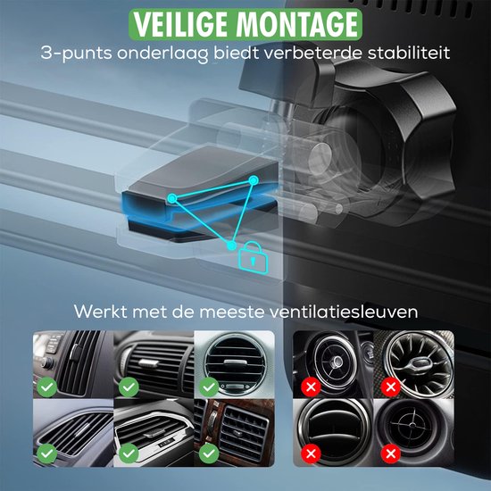 Travelhawk Magsafe Phone Holder Car - Geeignet für iPhone 11/12/13/14/15 - Kabelloses Ladegerät - Handyhalterung Auto - Magsafe Car Holder - Magnetisch - Armaturenbrett - Schwarz