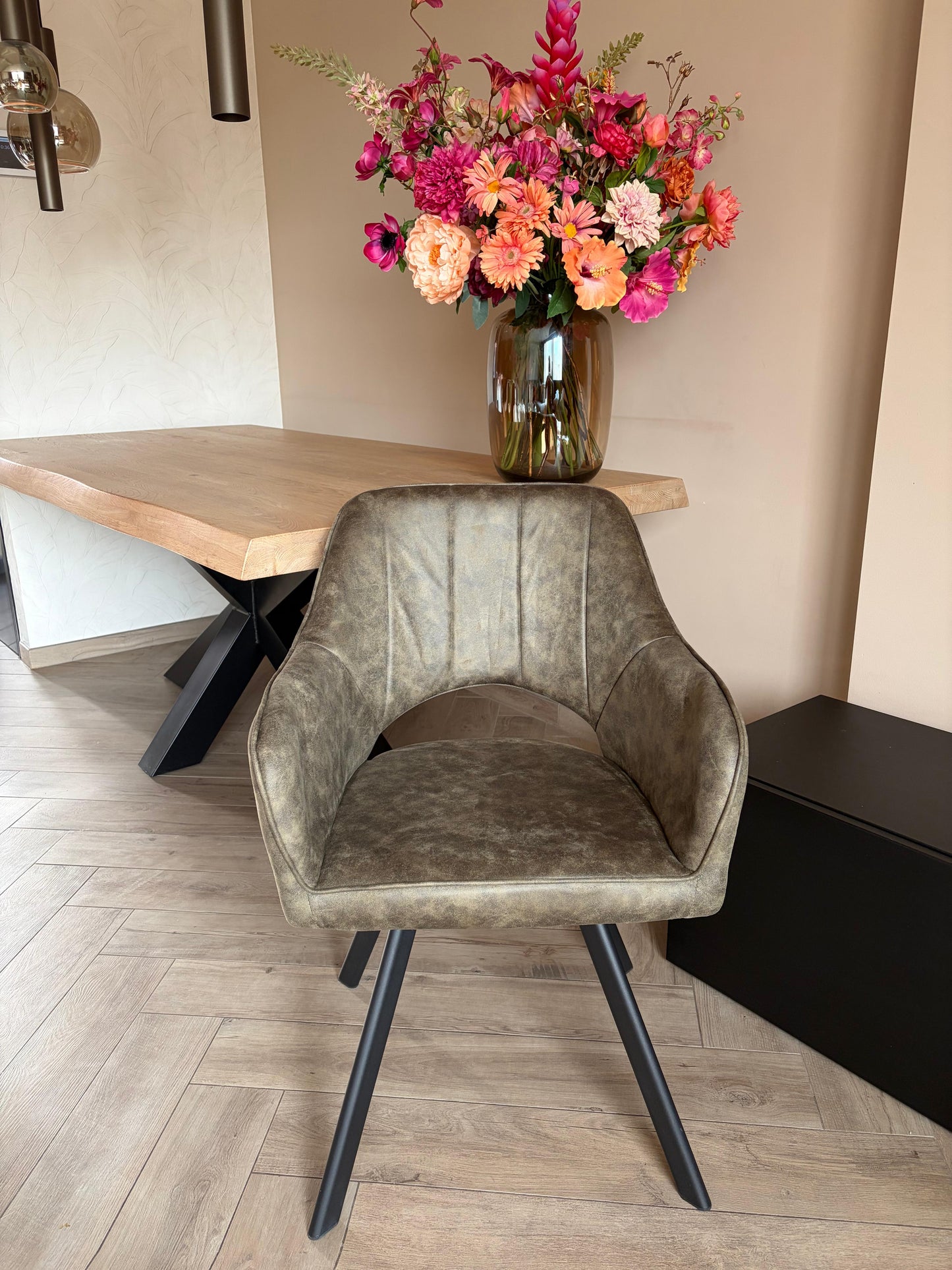 Furniture31 Tenno Esstisch-Drehstühle 2er-Set - Mikrofaser - 55 x 45 x 88 cm - 360° drehbar