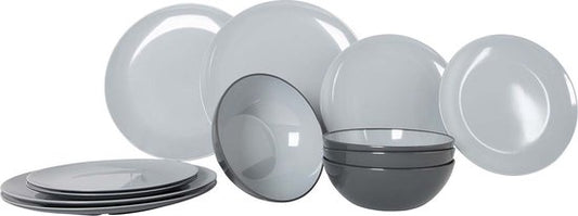 Gimex – Vivid Line – Geschirr – Grau – 12-teilig