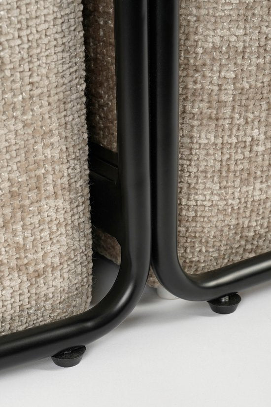 Mica Decorations Couchtisch mit Fußhockern - 3-teilig - L79 x B45 x H41 cm - Hellgrau